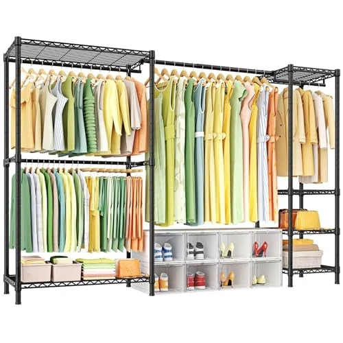 E10 Clothes Rack(With Stretchable Hanger Rod)Freestanding Clothing Racks for - Picture 4 of 7