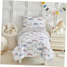 JHXHMX Car Toddler Bedding Set for Boys,4 Piece Bed-in-a-Bag Toddler Cars