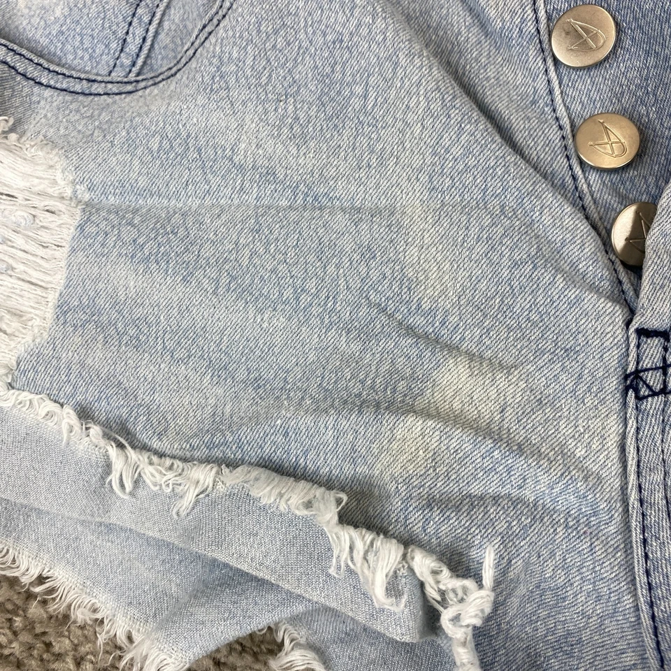 MINKPINK 牛仔短裤女式中号蓝色纽扣门襟中腰仿旧 — 第 4/4 张图片