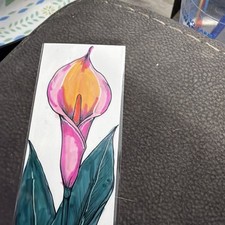 Lily Flower Pretty/ HAND COLORED BOOK MARK. Laminated