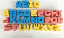 COMPLETE ALPHABET 30 Vtg 2" Mattel Tuff Stuff ABC's Chunky Letters Blocks 1971
