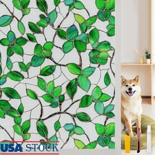 Decorative Window Film Privacy Leaf Pattern Easy Install Removable Static Cling