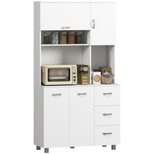 HOMCOM Freestanding Kitchen Cupboard Storage Unit Drawers Handles Shelf