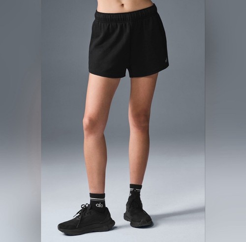 ALO YOGA Accolade Short Black Size Medium NWT French Terry