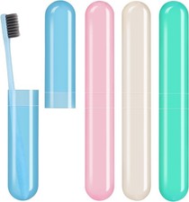 4 Pack Toothbrush Cases Travel 7.8 x 1.2 x 0.8 inches, Blue,Green,Pink,Beige