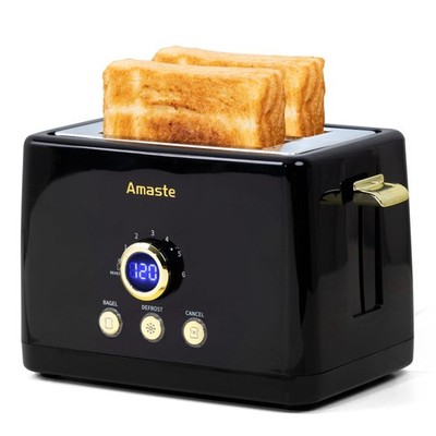 2 Slice Toaster, Retro Bread Toaster with LED Display, Extra Wide Slots Toast...