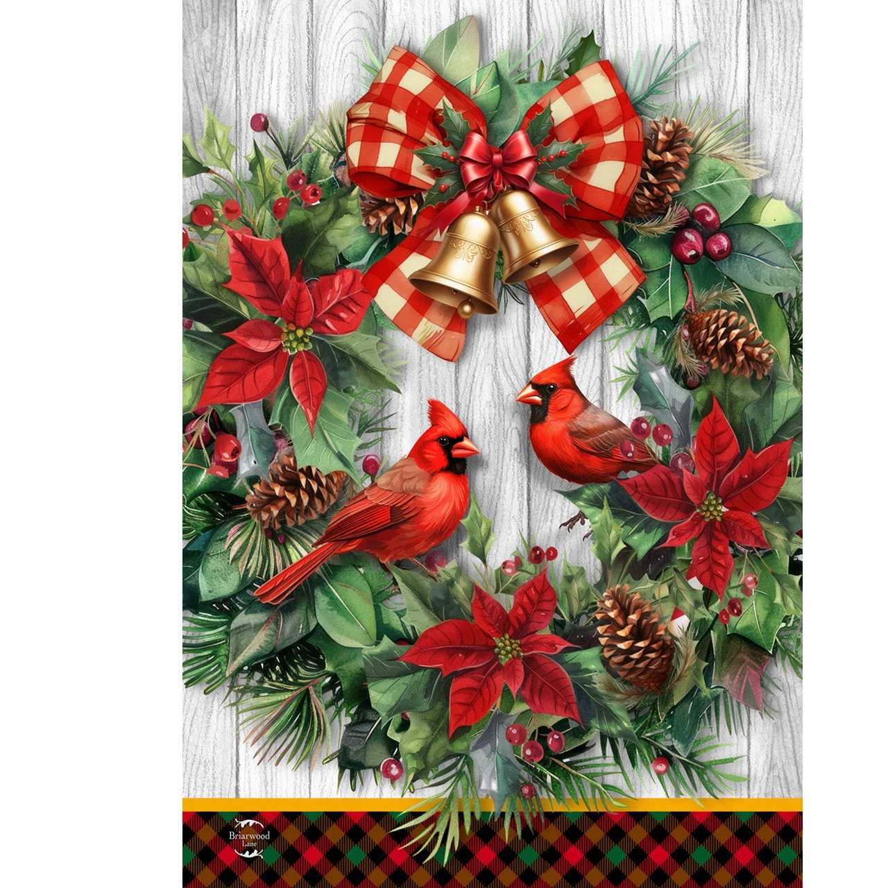 Briarwood Lane Cardinal Wreath House Flag