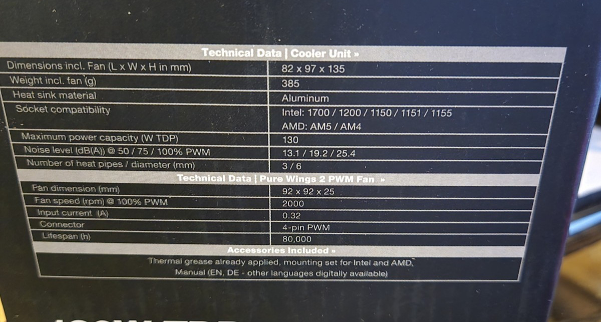 Be Quiet! Pure Rock Slim 2 130W Tdp Cpu Cooler | Intel1700 1200 1150 1