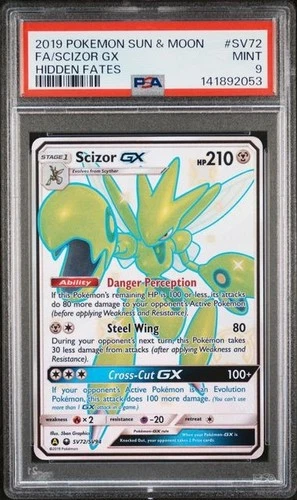 PSA 9 SCIZOR GX SV72 HIDDEN FATES SHINY VAULT SUN & MOON POKEMON MINT