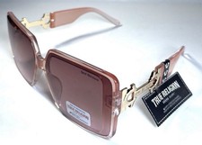 NEW TRUE RELIGION Transparent Peach Gold Logo Designer TR56234 Sunglasses