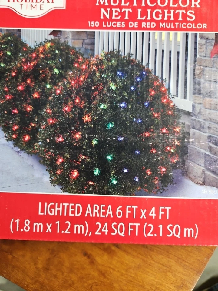Holiday Time Multicolor Net Lights 150 Count Green Wire 6' X 4’ Bushes - Image 3 of 4