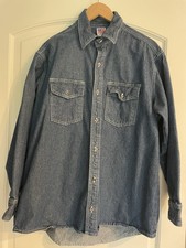 TYCA Men's Denim Button-Up Shirt XL Blue Cotton Pockets Made in USA