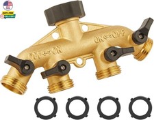 4 Way Heavy Duty Brass Garden Hose Splitter 3/4" Faucet Spigot Bib Adapter Valve
