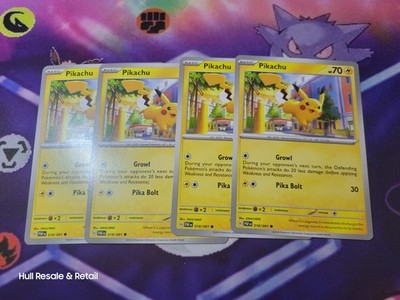 Pokemon TCG Card Paldean Fates 4x Playset Pikachu 018/091 NM X4 Near Mint Cards