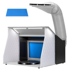 Airbrush Spray Booth Dual Fan LED Lights Filter Exhaust Hose Turntable Portable