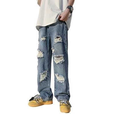 Modische dünne Hip Hop Jeans für Herren mit bequemem Design in voller Länge