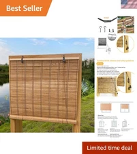 Bamboo Roller Shades Light Filtering Indoor Outdoor Window Blinds 24x48