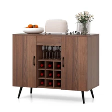 Wine Cabinet with Storage, Modern Buffet Sideboard Cabinet with 9-Bottle Wine