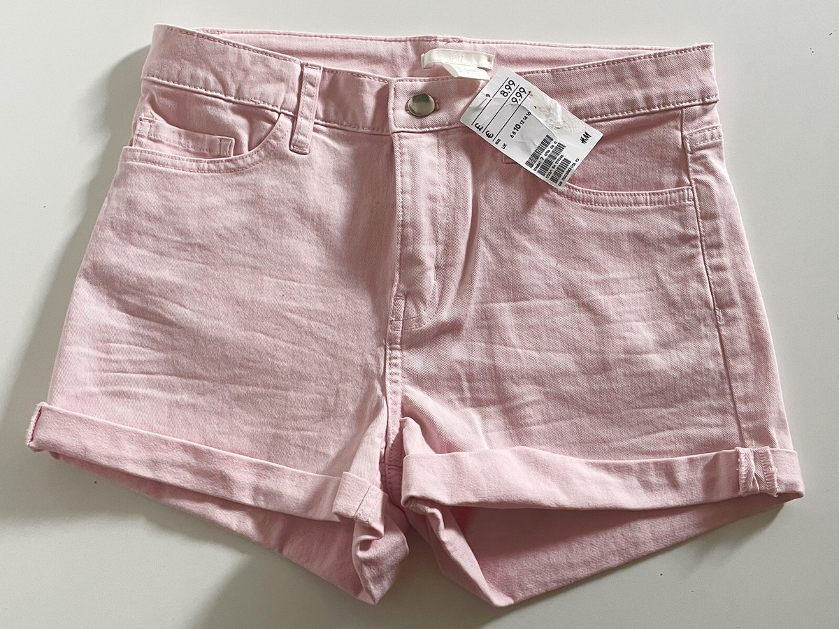 NEW With Tags H&M Pale Pink Cotton Shorts With Stretch UK Size 10
