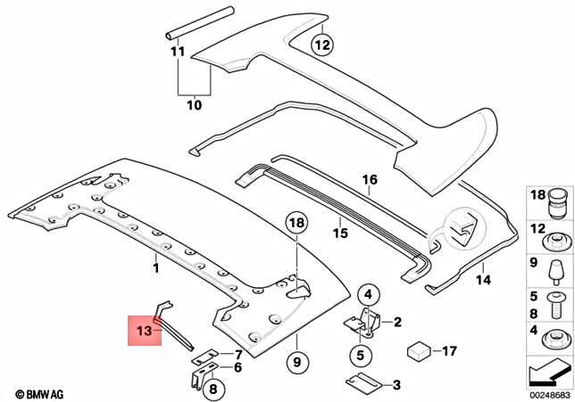 Genuine BMW M6 E64 630i 635d Sealing Folding Top Flap Front Left  