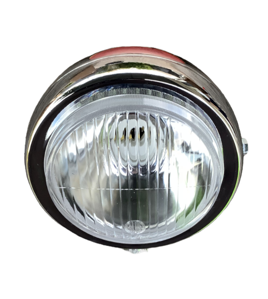 Phare rond chromé Ø130 mm optique avant pour Puch Maxi et Peugeot 103
