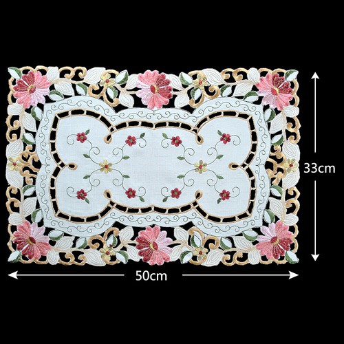 Vintage Embroidered Floral Lace Tablecloth Table Runner Doilies Wedding Party - Picture 12 of 20