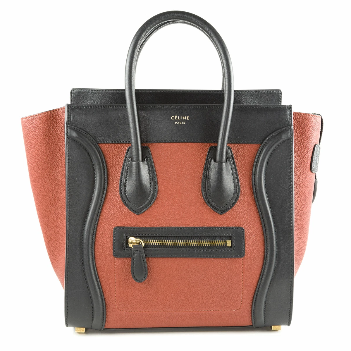 Celine Leather Bi Color Micro Luggage Tote Handbag Bag 3 350 NEW