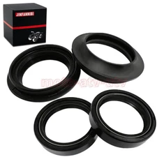 4pcs 43x55x11 Motorcycle Front Fork Damper Shock Oil Seal & Dust Seals Kit Black