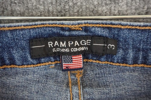 Pantalones de mezclilla RAM PAGE para mujer junior 3 azul oscuro lavado tiro bajo acampanado - Imagen 15 de 16