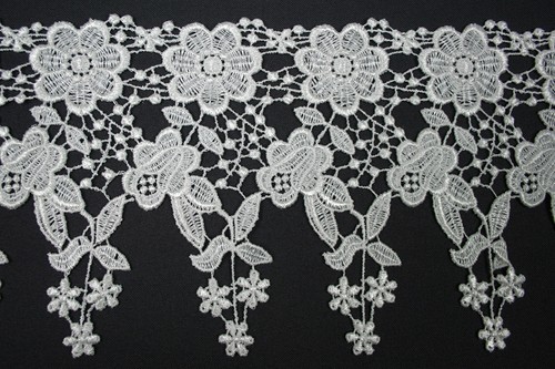 4.5" Coral Black Blue 19 Colors Dangling Floral Venice Lace Trim Guipure By Yard - Picture 3 of 20