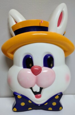 Vtg Easter Bunny Wall Hanging Plastic Decoration NOT Fully Working Pls Read