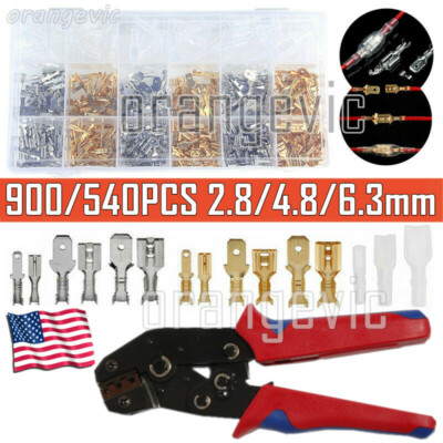 900x Assortment Terminals Kit Electrical Wire Crimp Connectors Male Female Spade
