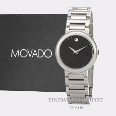 Movado Woman’s Concerto Stainless Steel Watch with Black Dial Movado Concerto Black Dial Stainless Steel Ladies Watch  main image 3