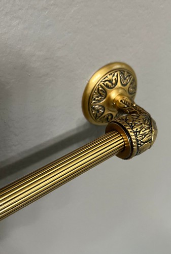 Vintage Brass Towel Bar Rack Wall Hanging Ornate 25" - Picture 5 of 12