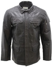 Men  s Classic Warm Black Leather Biker Jacket
