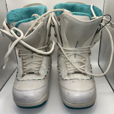 Salomon Dawn Women's Snowboarding Boots US 7.5 White Teal Accents Auto Fit