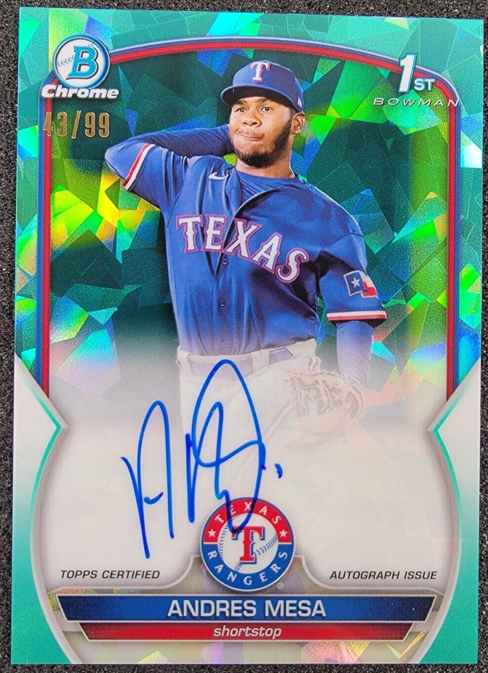 2023 Bowman Sapphire 1st Aqua Refractor AUTO /99 Andres Mesa #BSPA-AM