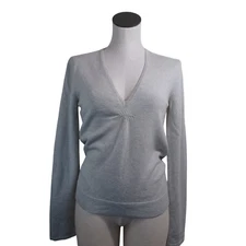 Lutz & Patmos Cashmere Blend Sweater V Neck Pullover Silver Sparkle Womens Med