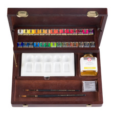 Rembrandt Aquarellfarben-Set im Holzkasten Professional | 28 Näpfchen + Zubehör