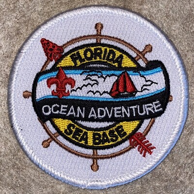 Flroida Sea Base 3  round Type 6 White Ship Wheel OA Ocean Adventure Scout Patch