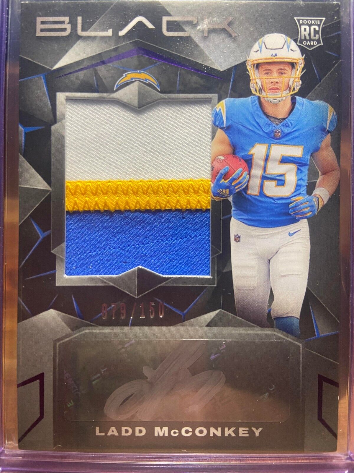 2024 Panini Black - Rookie Patch Autograph Royal #211 Ladd McConkey /150 (AU,...