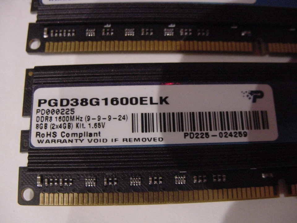 COMPUTER MEMORY - PATRIOT G2 DDR3 1600MHz 1.65V 8GB(2x4GB) PGD38G1600ELK - Image 3 of 4