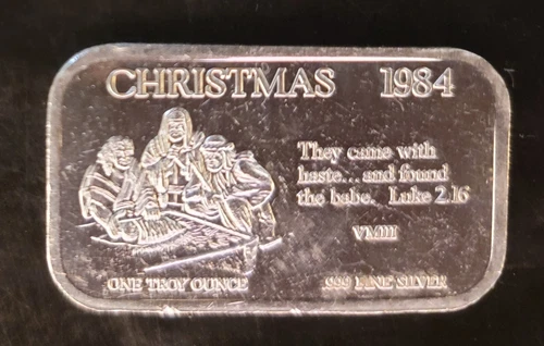 1984 Christmas 3 Wise Men Luke 2:16 Vtg Bullion-999 Silver 1 Oz Ounce Art Bar a