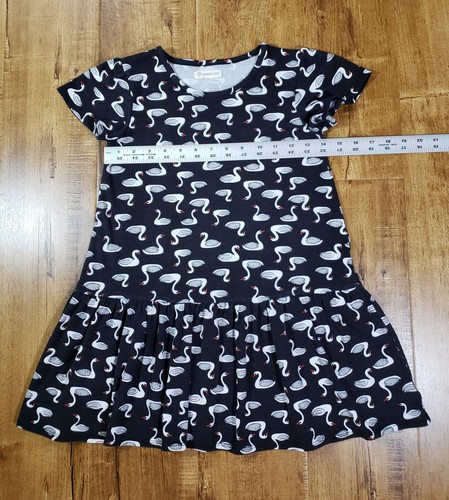 TUCKER+TATE Dress Girls Youth 8 Black White Stretch Ducks Drop Waist Cap Sleeve - Picture 2 of 11