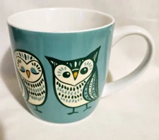 Cute Owl Couple Coffee Mug 12 oz Now Designs Teal Blue Green