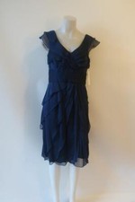 NWT Womens Adrianna Papell Navy Blue Tierred Dress Sz 10