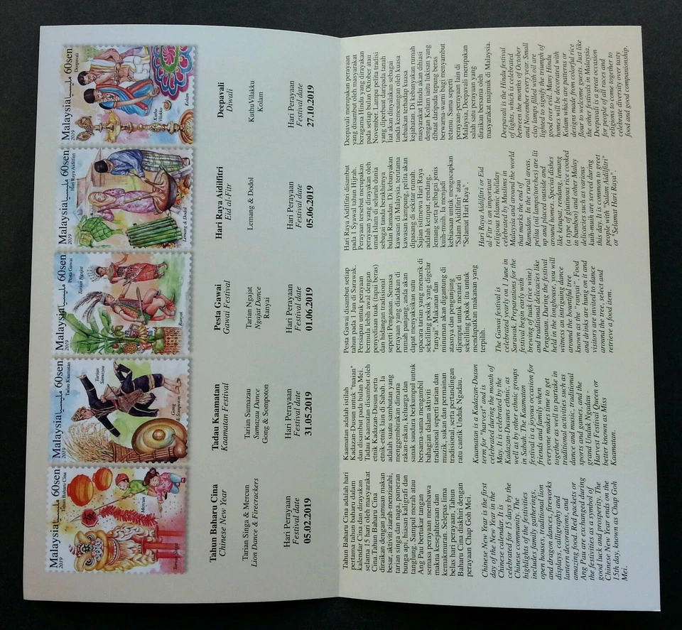 Malaysia Festivals III 2019 Dance Costume Food Diwali (FDC) *signed *glitter Foto 3 de 4