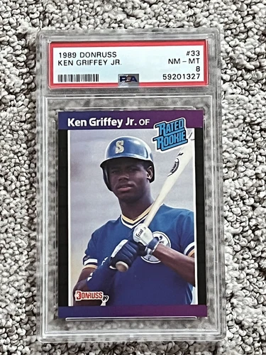 PSA 8 BASEBALL CARD 1989 DONRUSS ROOKIE HOF KEN GRIFFEY JR MARINERS