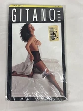 Gitano Hosiery Hose Tights Back Seam Sexy Black Size B Vintage 1980's New Nylons