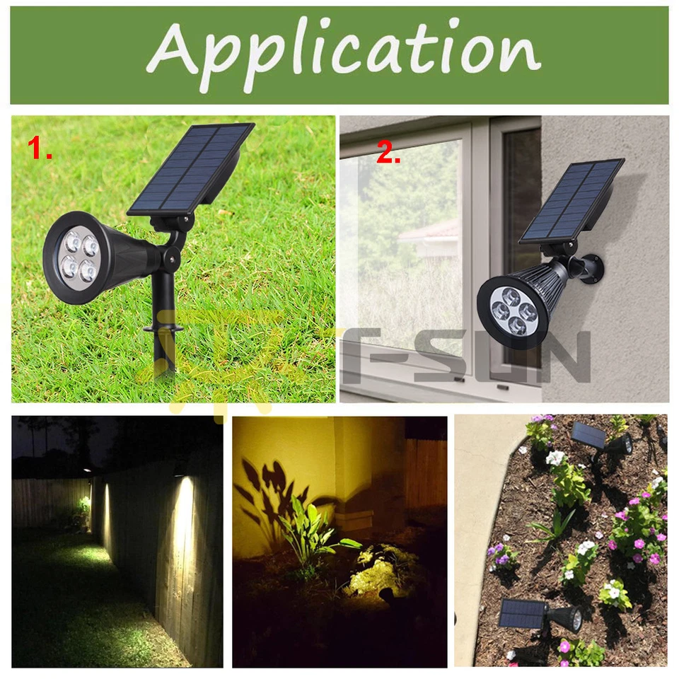 2Pack Solar LED Spotlight Garden Outdoor Lawn Lamp Landscape Wall Lamp Green US - Image 3 of 4